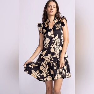 Pink Martini Black and Cream Floral Mini Dress
